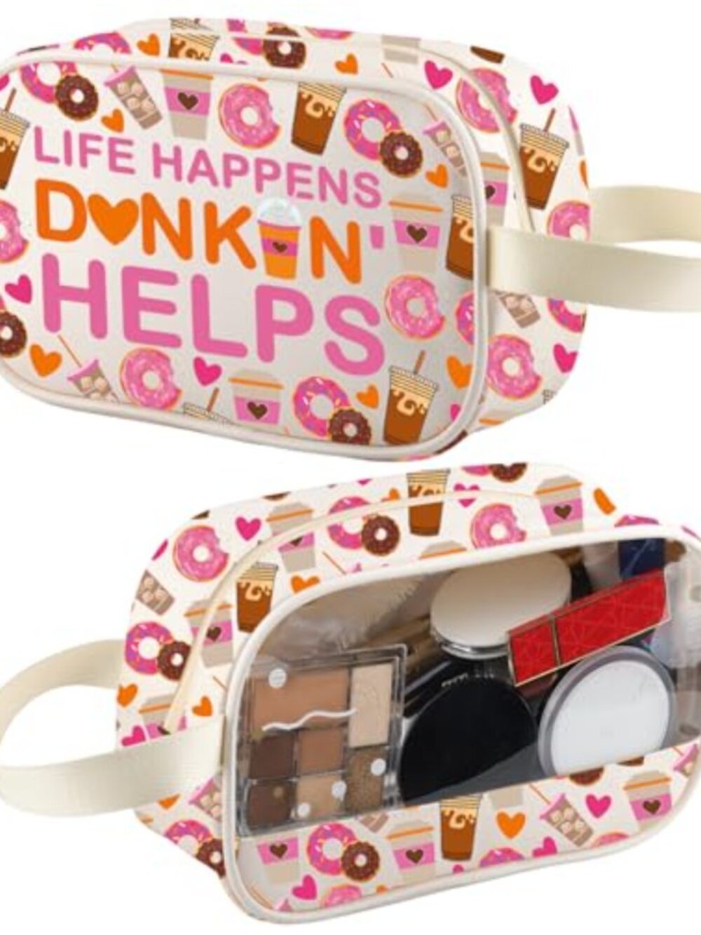 Coffee Ddonuts Clear Makeup Bag Travel Toiletry Organizer Pouch